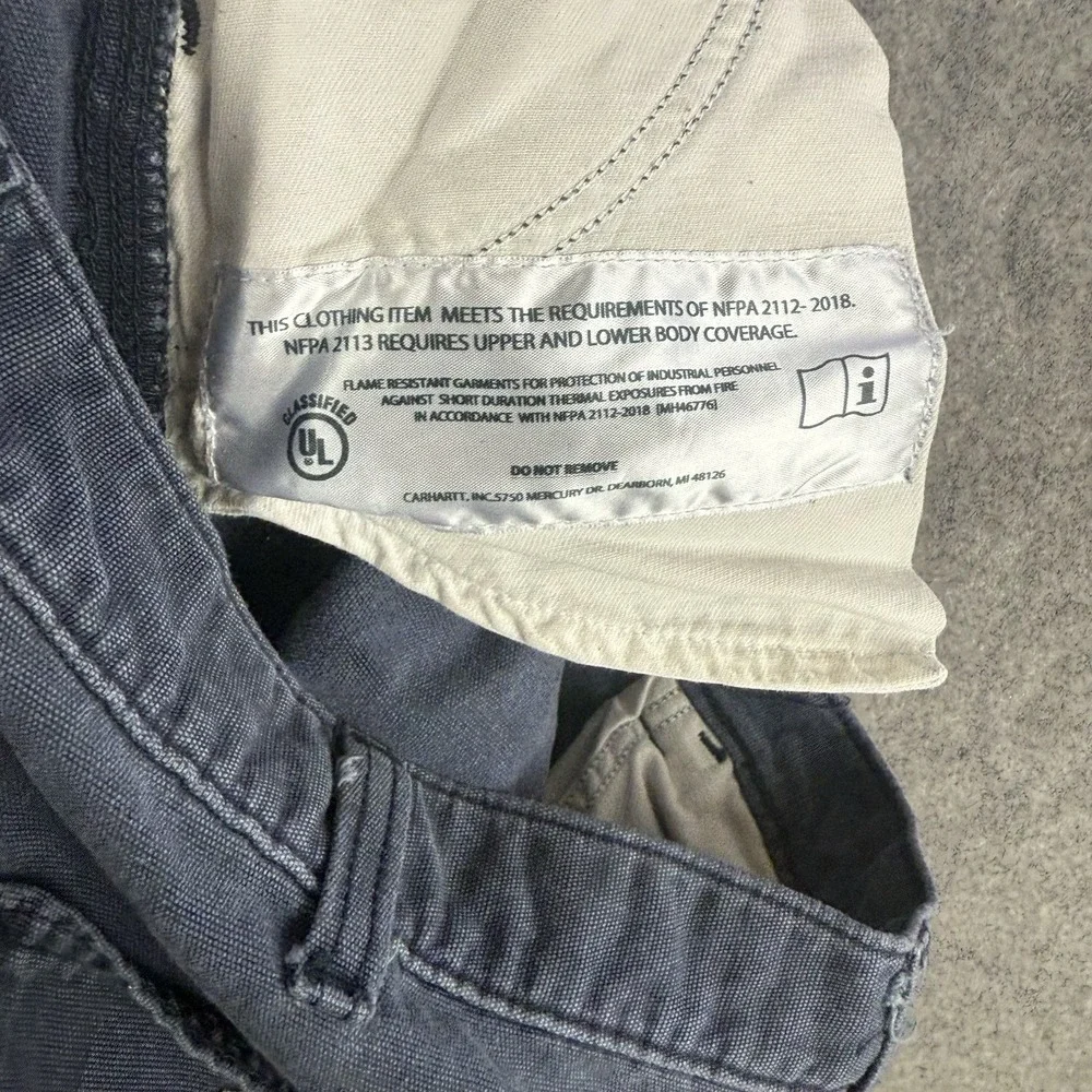 Carhartt FR Cargo Pants Mens 38x30 Navy Blue Flame Resistant Canvas CAT 2